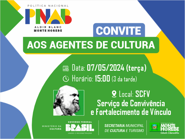 Convite aos Agentes de Cultura da Cidade de Monte Horebe - PB.